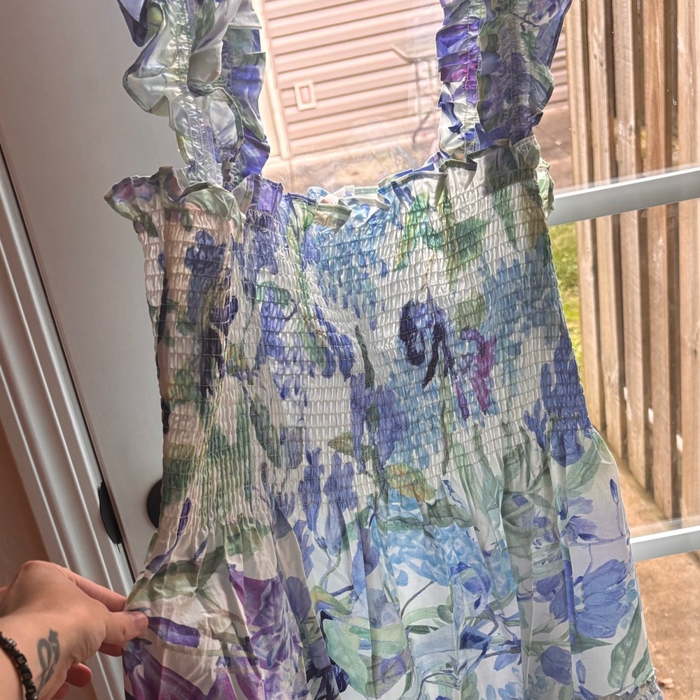 1X Floral Dress Green, Blue, & Purple - Picture 2 of 2